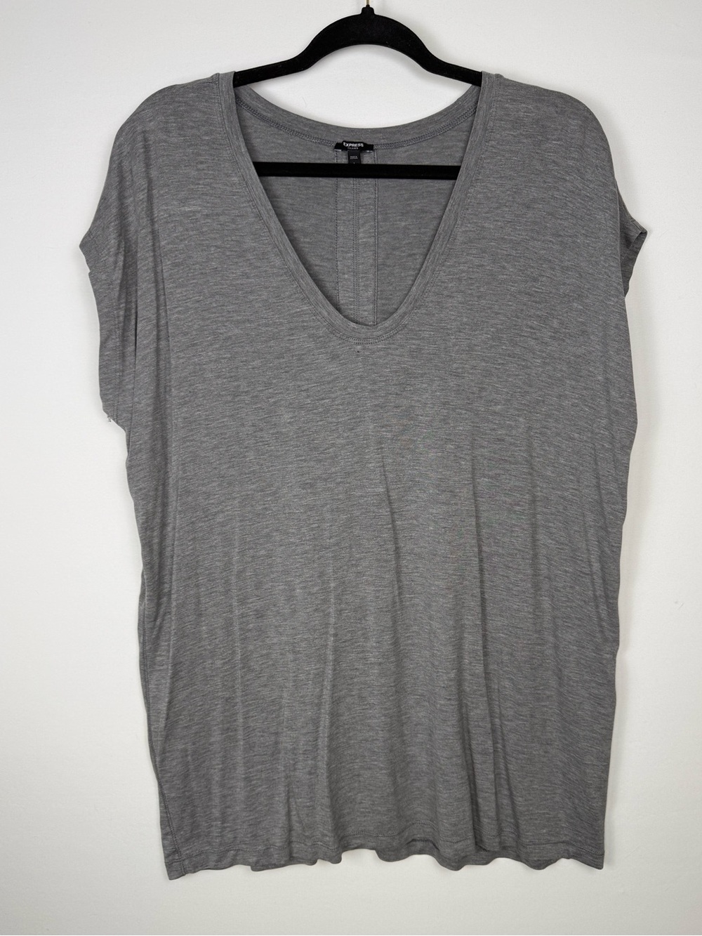 Express Women’s Relaxed-Fit Tee, Color: Gray, Size: L
